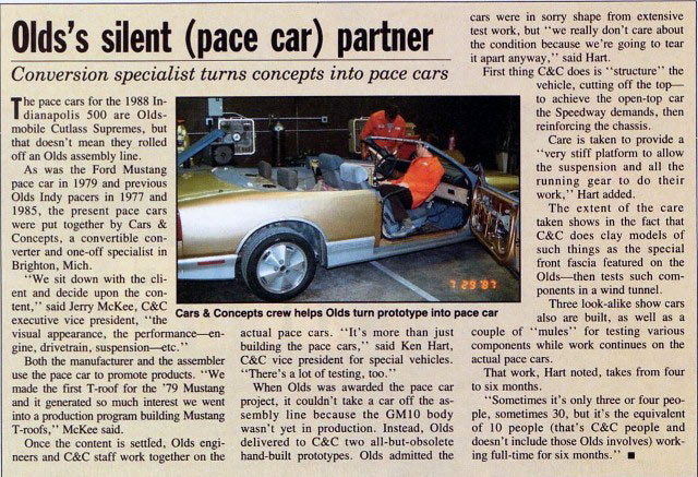 Oldsmobile Cutlass 1988 Gold PPG Pace Car