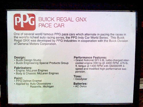 buick regal gnx 1987 ppg pace car