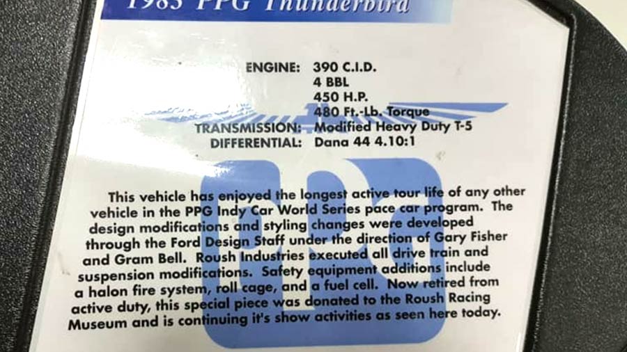 ppg-ford-thunderbord-pace-car-specs